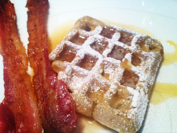 bacon and homemade zucchini waffles!